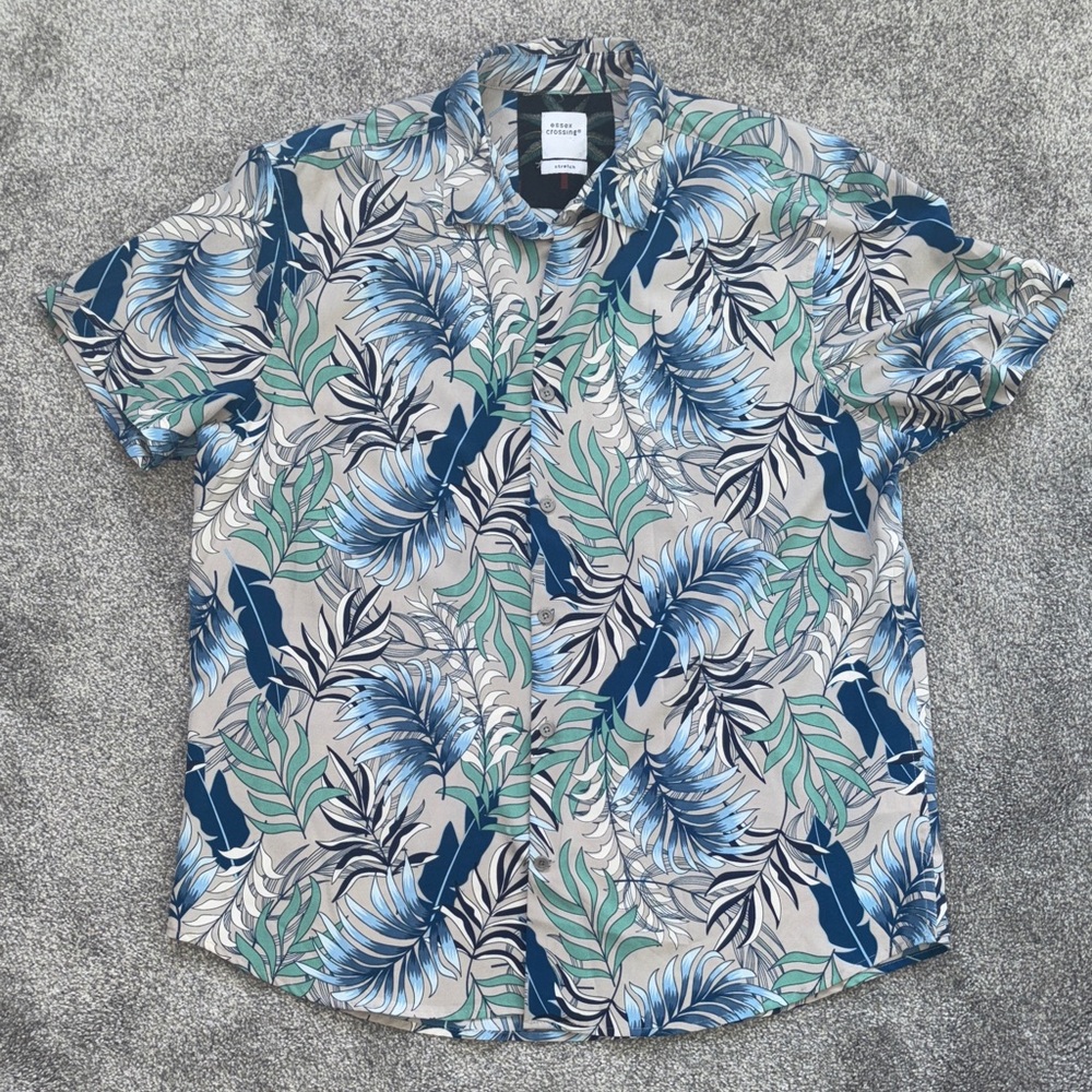 Tropical Leaf Print Hawaiian Shirt